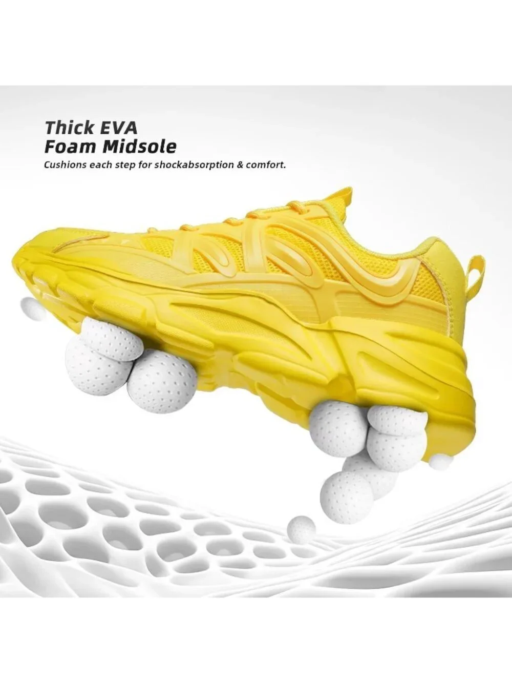 Women's Yellow Ladies Walking Comfor Breathable Soft Sole Tennis Sneaker Shoes